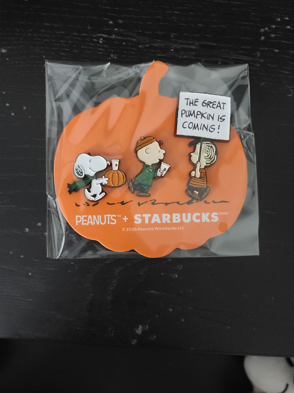 Peanuts x Starbucks Orange Pumpkin Pin Set